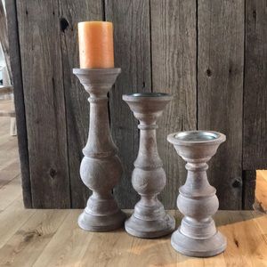 Trio of pillar candle holders